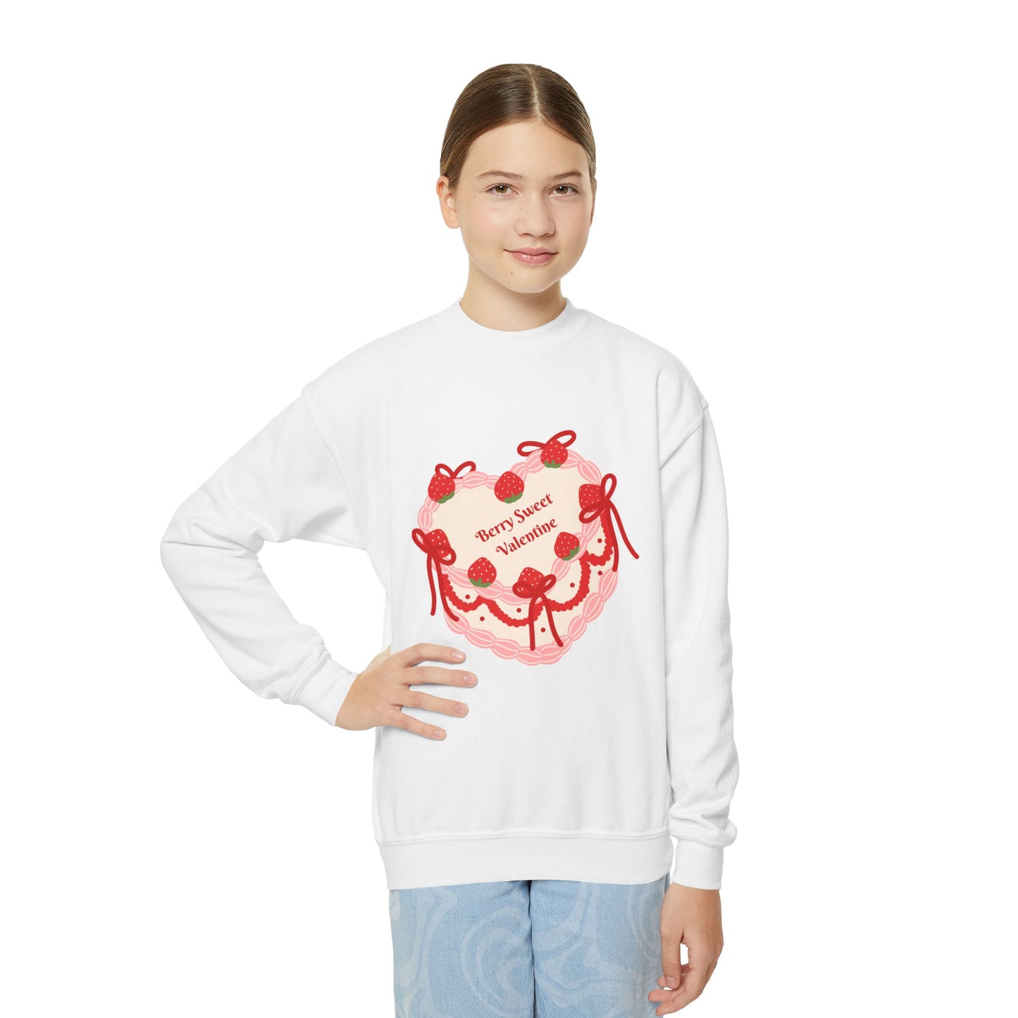 🍓 Berry Sweet Valentine Kids Sweatshirt | Children's Valentine's Day | Sweet Strawberry Heart | Youth Valentine Party | Kawaii Sweater ❤️