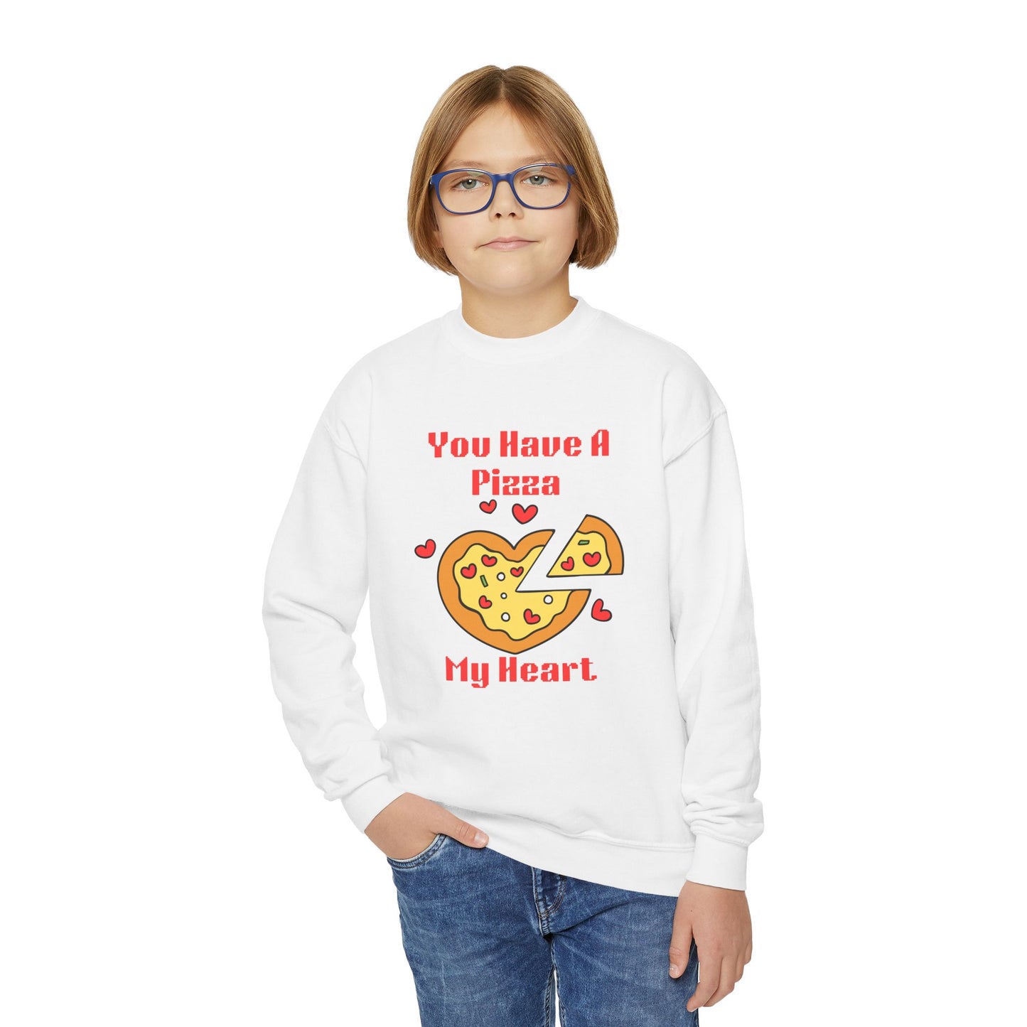 🍕 Kids Valentine Pizza Sweatshirt | You Have A Pizza My Heart | Funny Food Pun | Valentine's Day Gift | Boys Girls Youth Sweater | School Party 💝