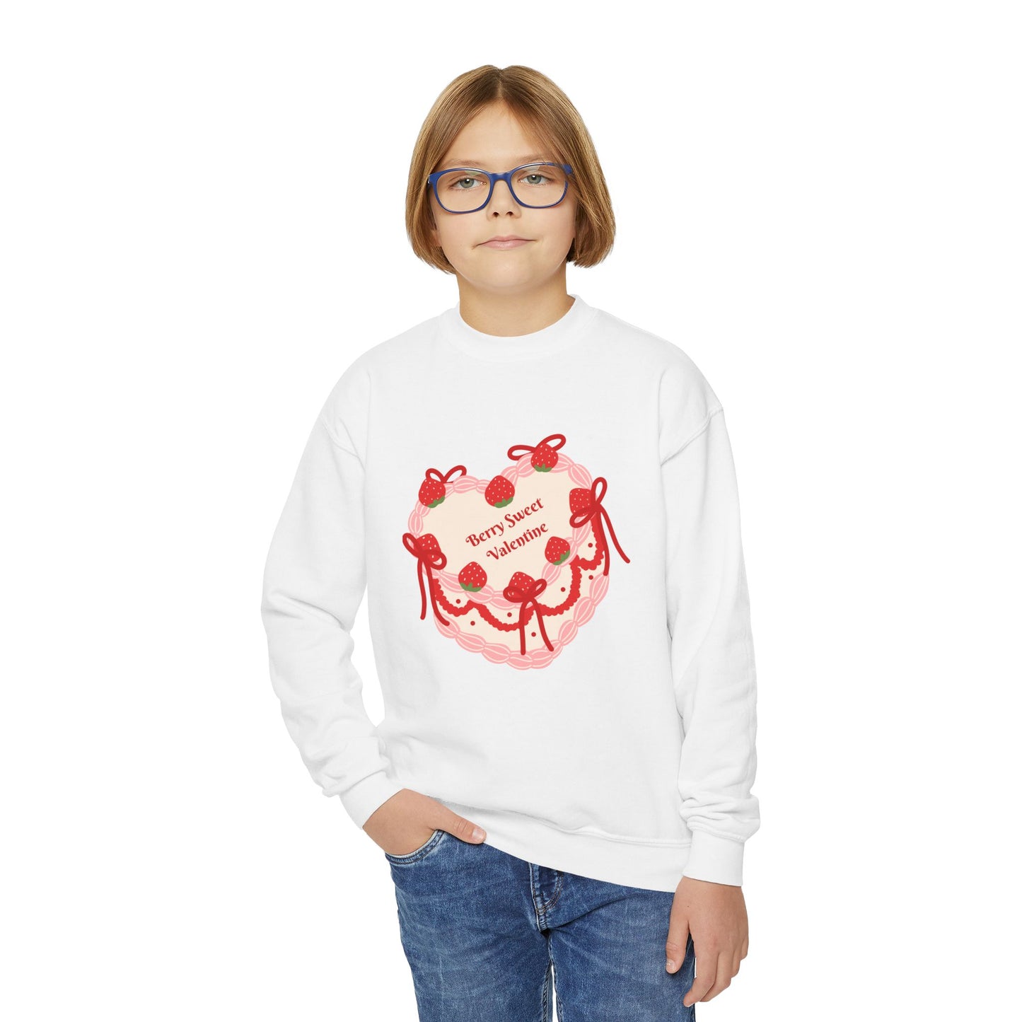 🍓 Berry Sweet Valentine Kids Sweatshirt | Children's Valentine's Day | Sweet Strawberry Heart | Youth Valentine Party | Kawaii Sweater ❤️