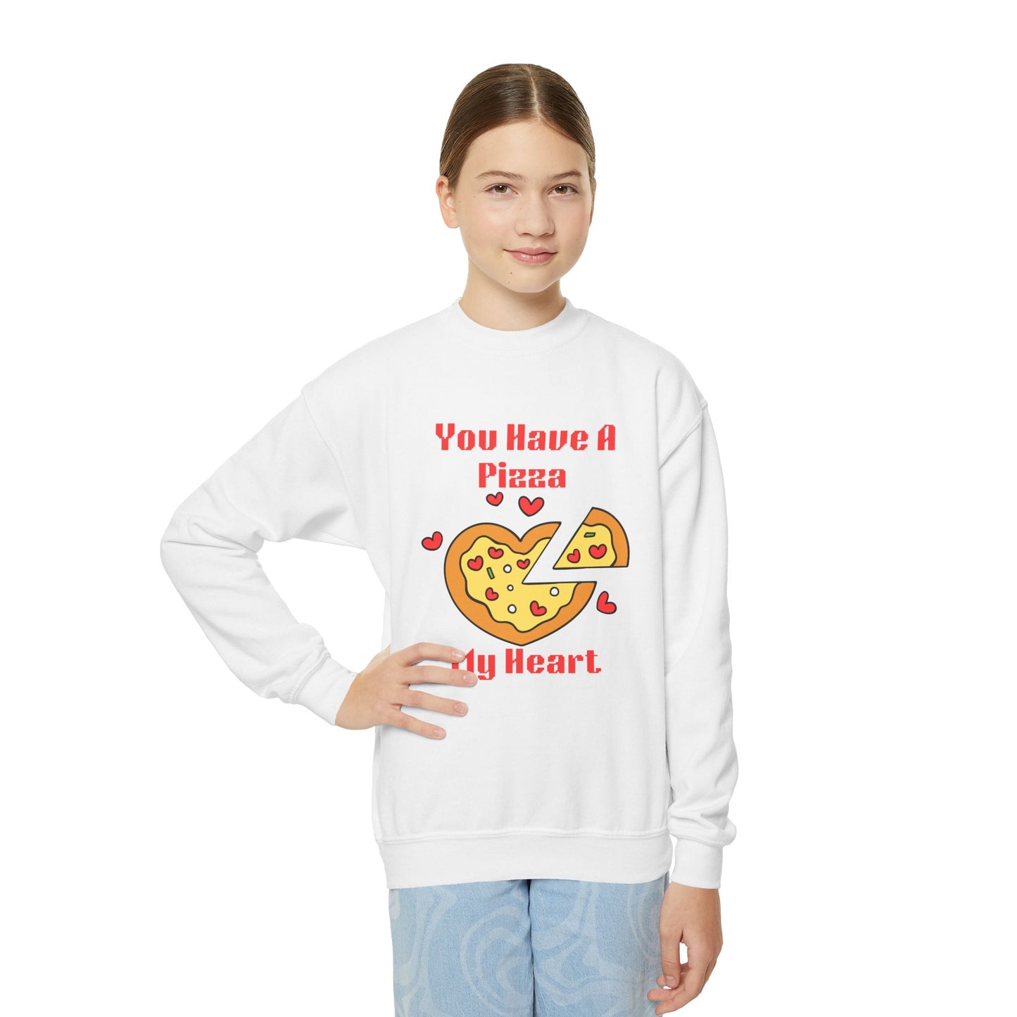 🍕 Kids Valentine Pizza Sweatshirt | You Have A Pizza My Heart | Funny Food Pun | Valentine's Day Gift | Boys Girls Youth Sweater | School Party 💝